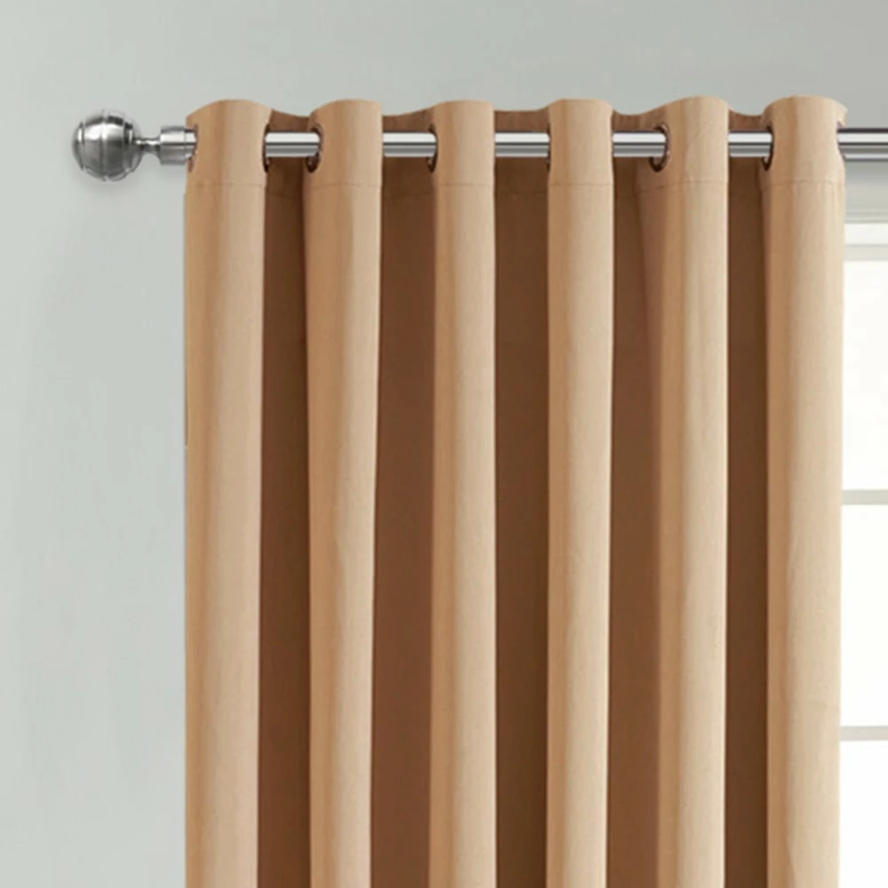 Blackout Window Curtains Readymade Eyelet Beige 5 Blackout Window Curtains Readymade Eyelet Beige - Image 3