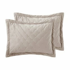 King Quilted Bedspread Beige Velvet Bedding Double Quilt Set -Bed Linings Sale beige 9