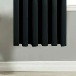 Black Curtains Single Panel Door Curtain Plain -Bed Linings Sale black 3 02a76efb 442f 4901 b405 5cf30d259fd1