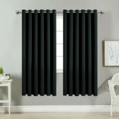 Black Blackout Curtains Readymade Eyelet Window