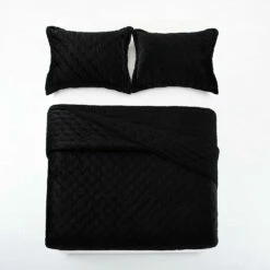 Crushed Velvet Quilted Bedspread Sets -Bed Linings Sale black 5 de21a3fa d85e 47f0 8442 8fce393568c5