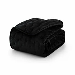 Black Bedding Crushed Velvet Bedspread Set -Bed Linings Sale black 7 546884a1 f14e 4d7b 8aaf df467787de19