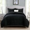 Black Bedding Crushed Velvet Bedspread Set -Bed Linings Sale black be9af563 4080 465a 8fe4 245d64c5cae5