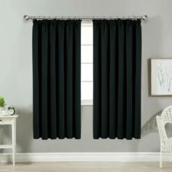 Thermal Blackout Window Curtains Pencil Pleat Black