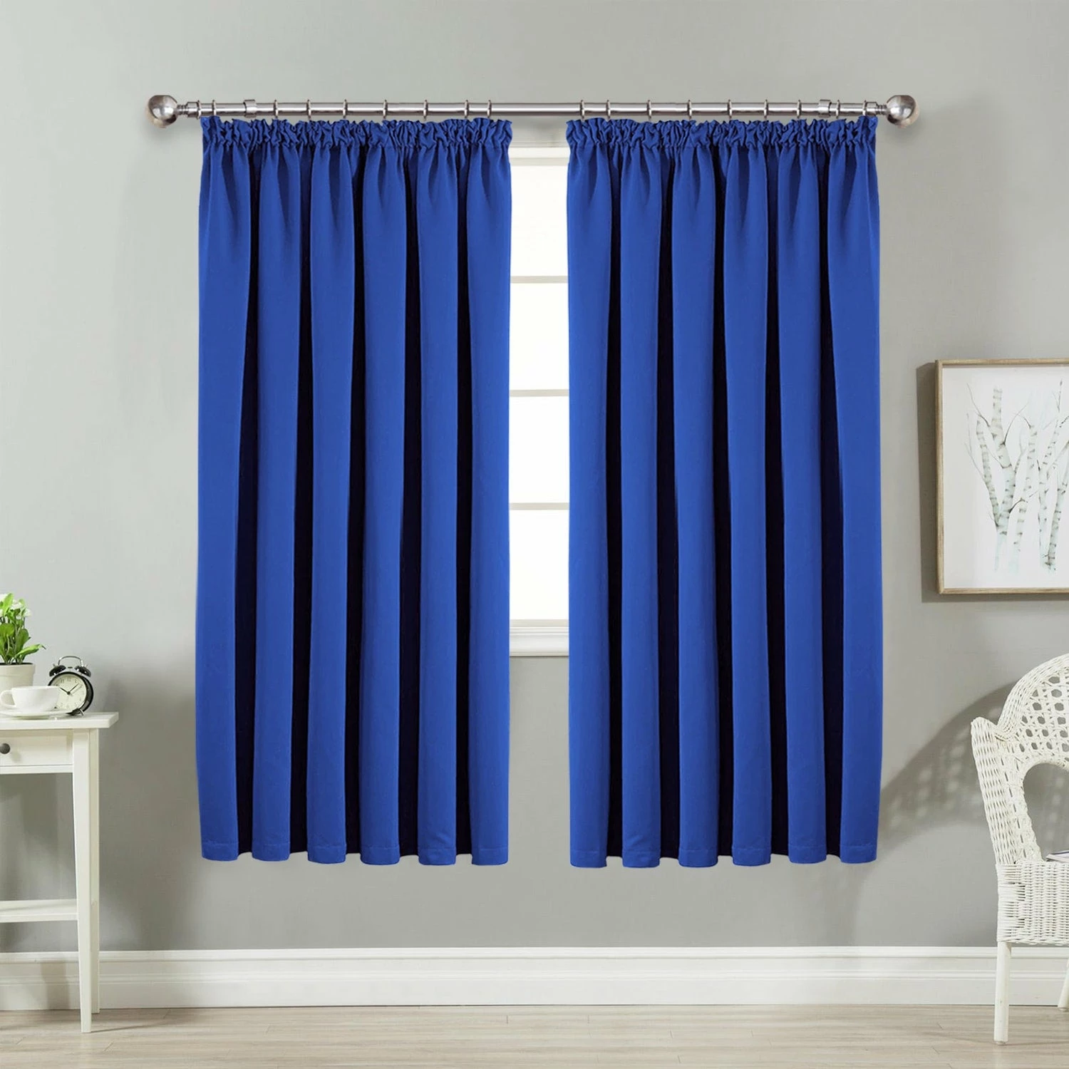 Window Drapes Blackout Pencil Pleat Blue Curtain 3 Window Drapes Blackout Pencil Pleat Blue Curtain