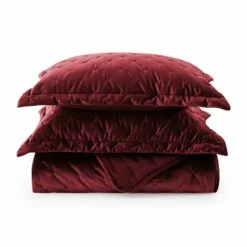 Crushed Velvet Quilted Bedspread Sets -Bed Linings Sale burgundy 6 0417254a 8099 4710 86fd 168c08c6a4e7