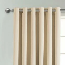Cream Blackout Curtains Plain Eyelet Door Drape -Bed Linings Sale cream 1 a37c0f4d 93f0 4a43 a213 4e03eea66a6b