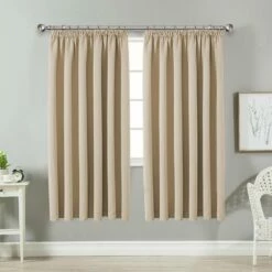 Door Window Curtains Pencil Pleat Blackout Cream