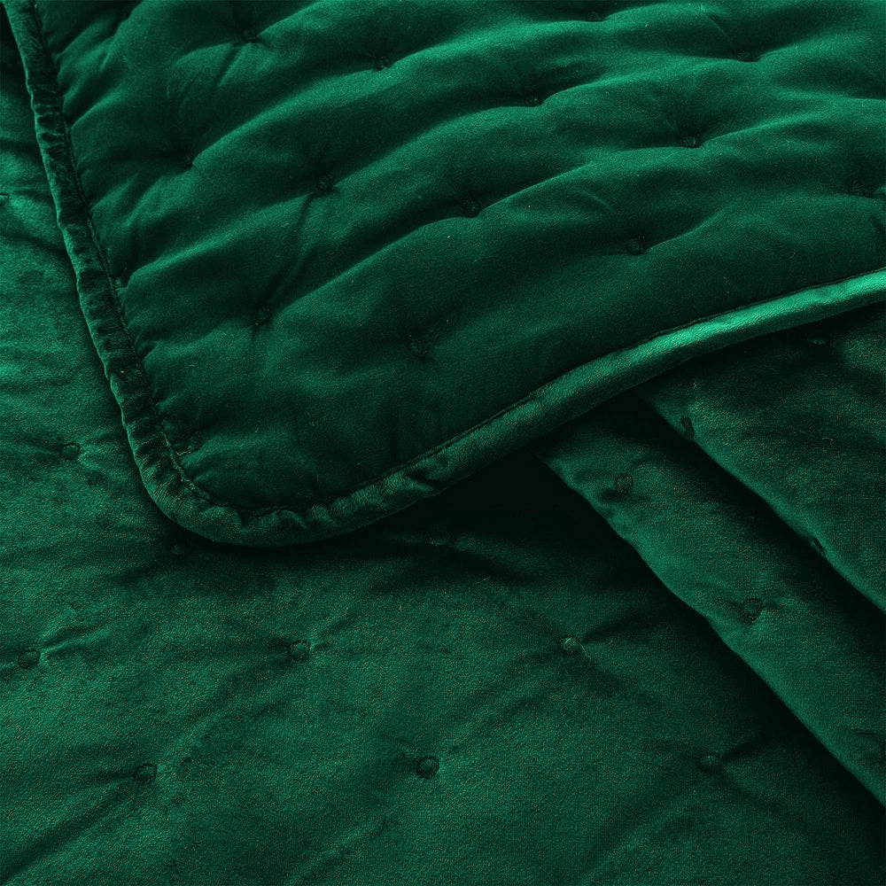 Green Bedding Crushed Velvet Bedspread Set 5 Green Bedding Crushed Velvet Bedspread Set - Image 3