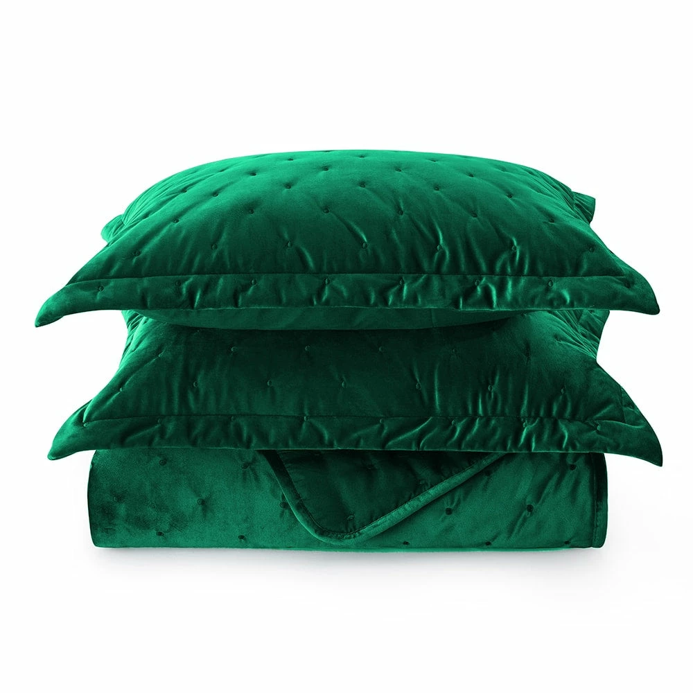 Green Bedding Crushed Velvet Bedspread Set 9 Green Bedding Crushed Velvet Bedspread Set - Image 7