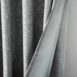 Sparkle Glitter Blackout Eyelet Curtains Silver -Bed Linings Sale file3878