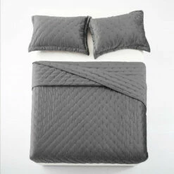 Double Bedspread Grey Velvet Bedding King Quilt Comforter Set -Bed Linings Sale grey 5 f4f7cf75 3b37 4530 92bd cd12b926edc8