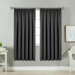 Window Curtains Grey Blackout Pencil Pleat