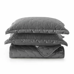 Double Bedspread Grey Velvet Bedding King Quilt Comforter Set -Bed Linings Sale grey 6 c6518d84 cec5 49a8 bb43 8794df7b24ab