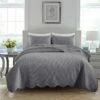 Grey Bedspread Quilted Bedding Set Embossed Comforter -Bed Linings Sale grey f9eeb7ec a932 4649 a548 bf49f5f9e338