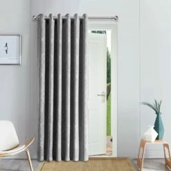 Single Panel Curtain Eyelet Blackout Silver 66 X 84