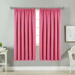 Curtains For Big Windows Thermal Blackout Pencil Pleat Pink
