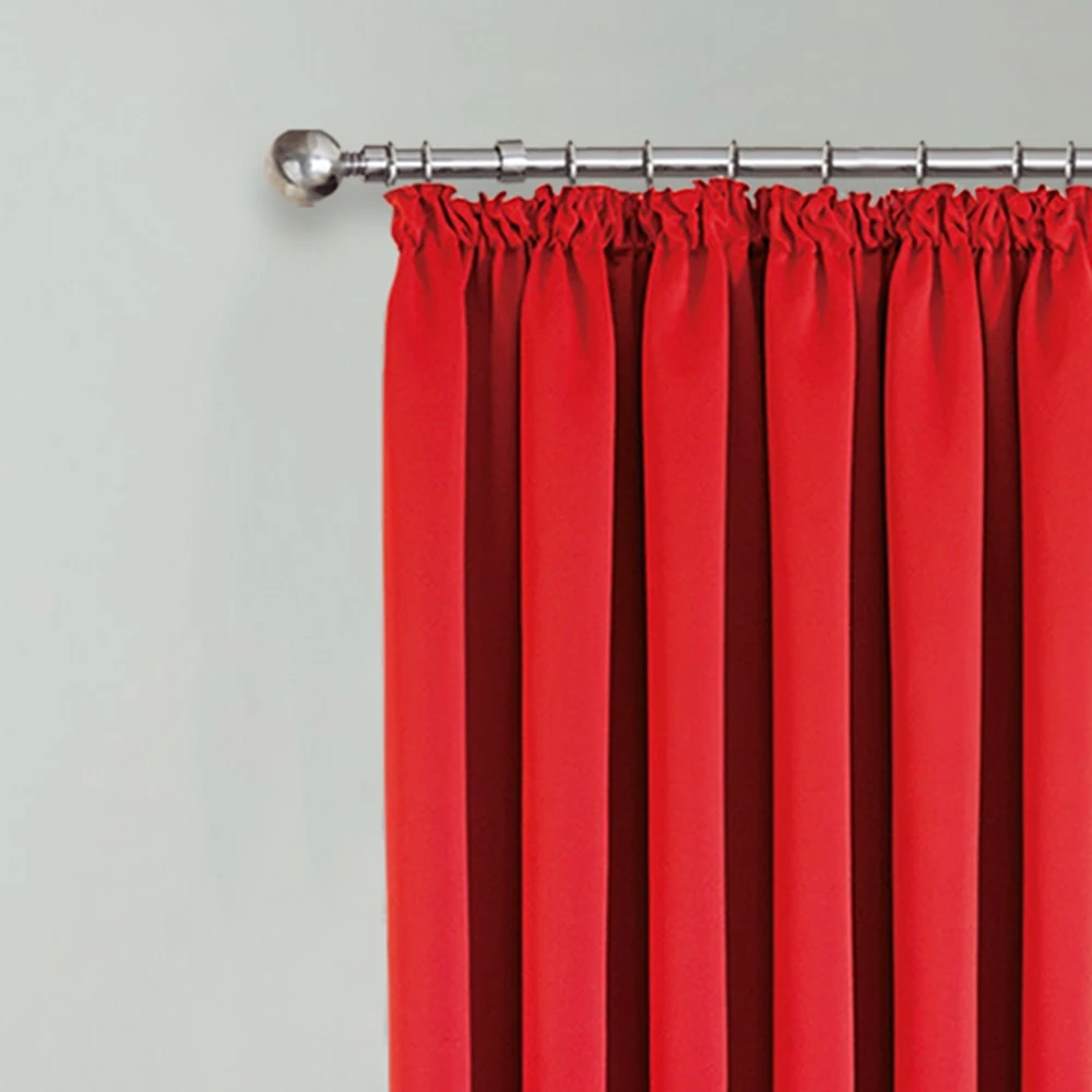 Pleated Curtains Thermal Blackout Pencil Pleat Red 5 Pleated Curtains Thermal Blackout Pencil Pleat Red - Image 3