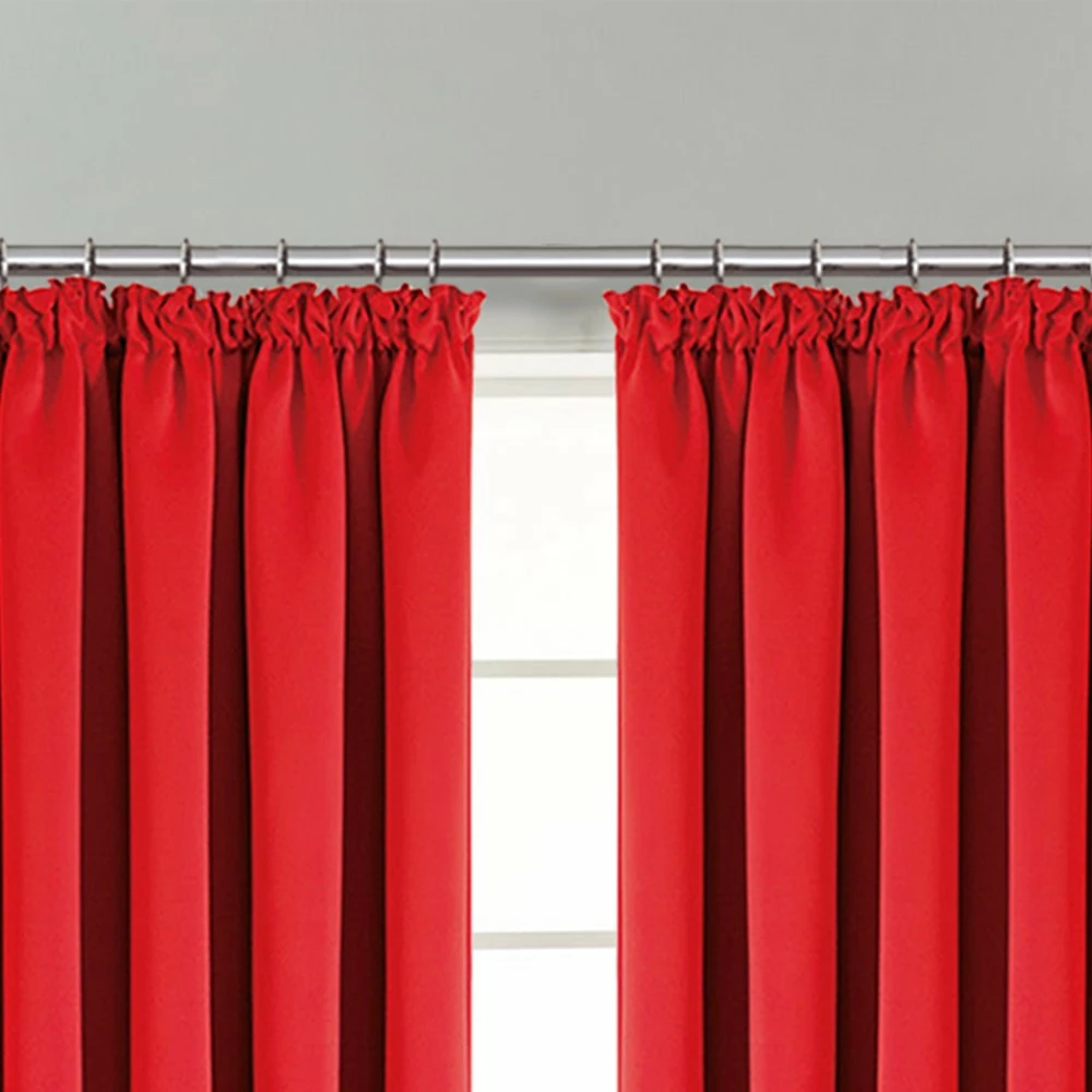 Pleated Curtains Thermal Blackout Pencil Pleat Red 7 Pleated Curtains Thermal Blackout Pencil Pleat Red - Image 5