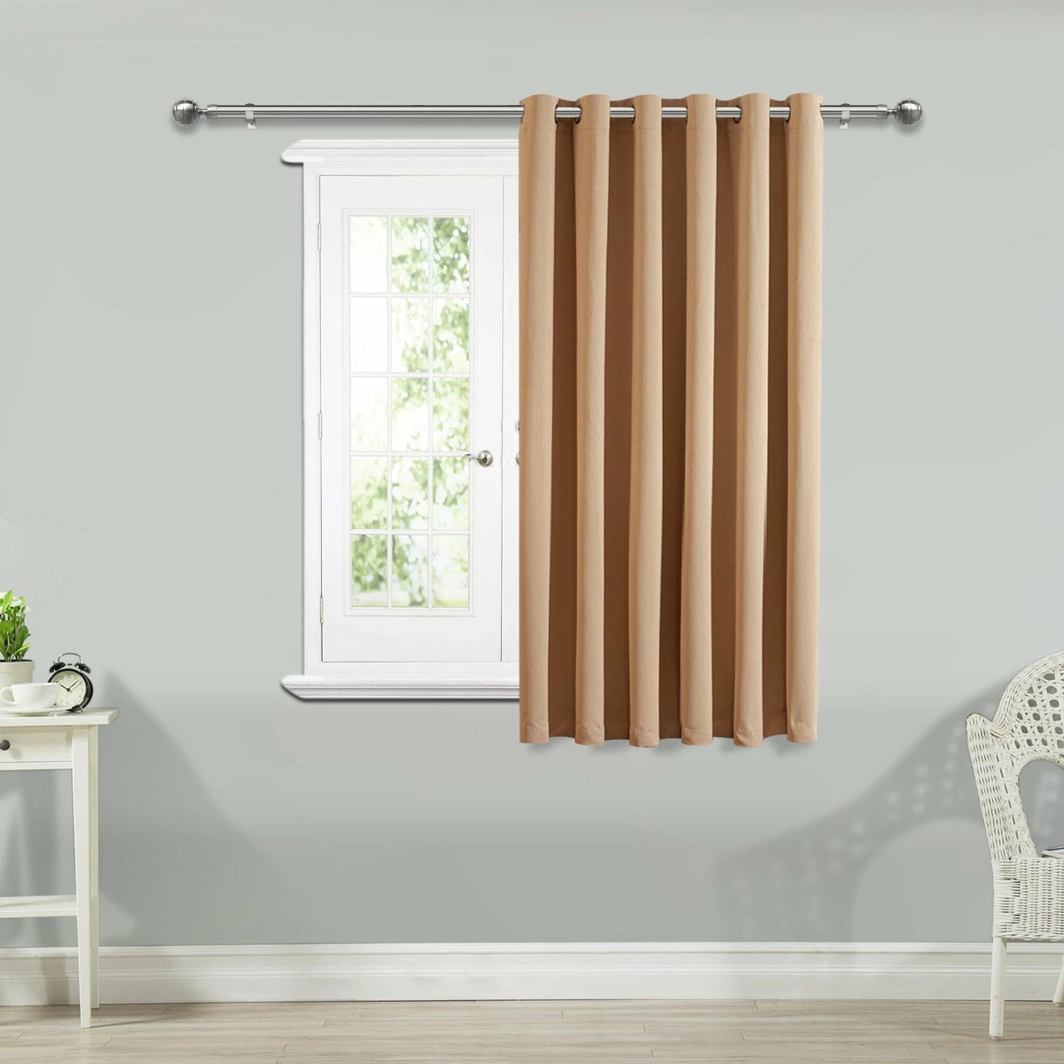 Blackout Window Curtains Readymade Eyelet Beige 4 Blackout Window Curtains Readymade Eyelet Beige - Image 2